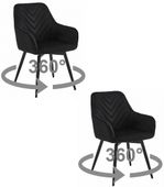 Krzesło NANA360 - czarny aksamit / nogi czarne x 2