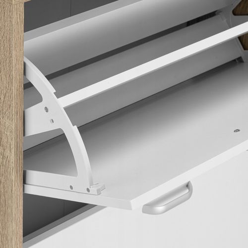 SZAFKA NA BUTY OBUWIE WĄSKA BIAŁA DĄB SONOMA Z REGAŁEM PÓŁKI DO na Arena.pl