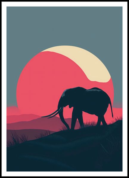 Plakat 70x100cm Słoń przy Czerwieni zdjęcie 3
