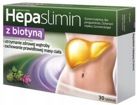 Hepaslimin z biotyną WĄTROBA TRAWIENIE 30 tabletek na Arena.pl