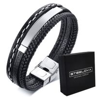 BRANSOLETA Z 3 PASKAMI SKÓRZANYMI +SREBRNA BLASZKA