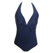 Kostium Kąpielowy Jednoczęściowy Retro Halter Granatowy Rozmiar L