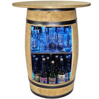 Minibar drewniany z beczki rozkładany blat oświetlenie LED RGB szafka bar