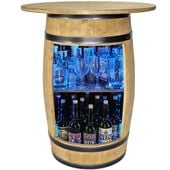 Minibar drewniany z beczki rozkładany blat oświetlenie LED RGB szafka bar