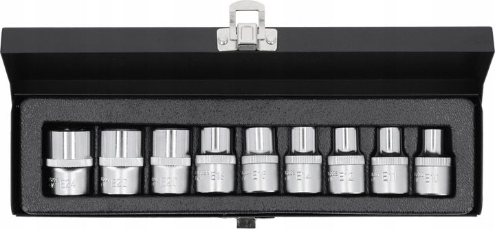 Klucze nasadowe Torx 9szt. 1/2'' - YT-0521 zdjęcie 3