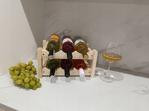 Stojak na 6 butelek wina, 34 x 24 x 17,5 cm drewno z elementami na Arena.pl