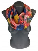 Cienki komin szyfon kwiaty różowy wielokolorowy AP-10