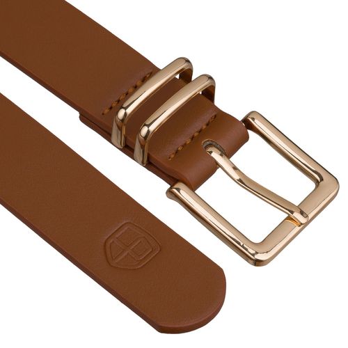 wąski pasek damski ze skóry ekologicznej w jasnobrązowym kolorze - peterson na Arena.pl