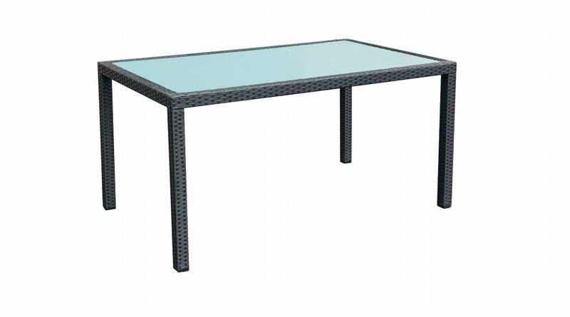 Stół obiadowy czarny technorattan 150 x 90 cm zdjęcie 1