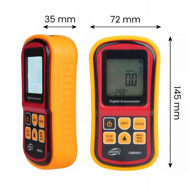 ANEMOMETR WIATROMIERZ POMIAR PRĘDKOŚCI POWIETRZA MIERNIK WIATRU TEMPERATURY zdjęcie 3