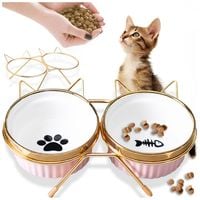 MISKA DLA KOTA PSA PODWÓJNA CERAMICZNA NA STOJAKU Miski ZESTAW 2SZT