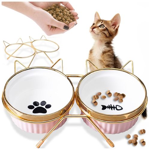 MISKA DLA KOTA PSA PODWÓJNA CERAMICZNA NA STOJAKU Miski ZESTAW 2SZT 2x300ml na Arena.pl