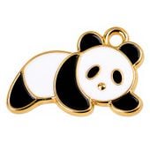 Zawieszka emaliowana PANDA miś niedźwiedź 14x22mm biała czarna 1szt.