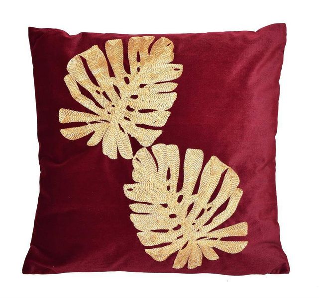 Poduszka z liśćmi bordowa zdjęcie 1