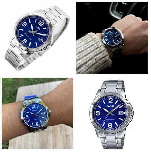 ZEGAREK MĘSKI CASIO MTP-V004 datownik stalowy + BOX + GRAWER na Arena.pl