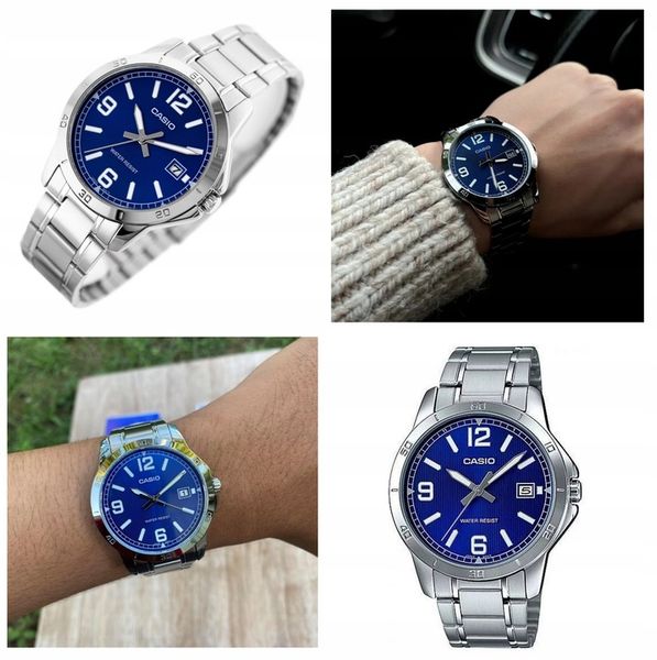 ZEGAREK MĘSKI CASIO MTP-V004 datownik stalowy + BOX + GRAWER zdjęcie 3