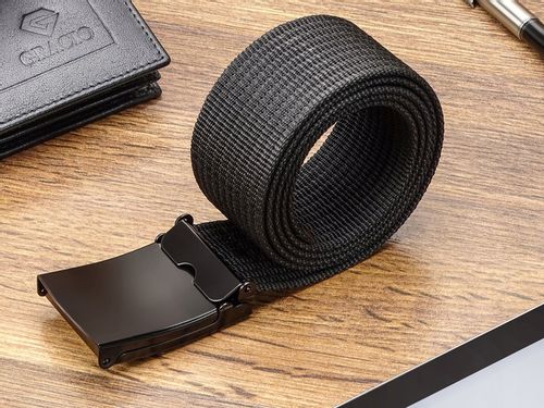 Pasek Męski Parciany Klasyczny Czarny Solidna Klamra Metal Szeroki 115cm na Arena.pl