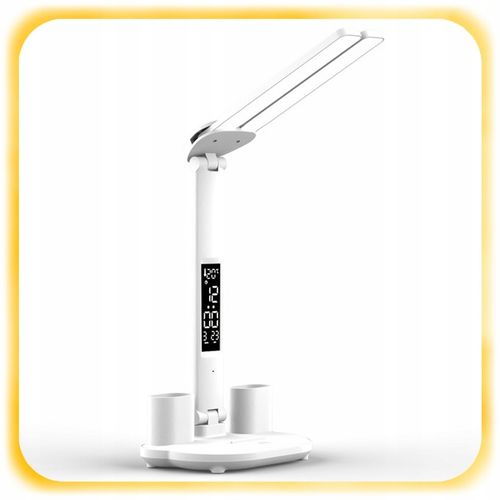 PODWÓJNA LAMPKA BIURKOWA LED Z ORGANIZEREM WYŚWIETLACZEM TEMP ZEGAR na Arena.pl