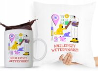 Zestaw Poduszka + Kubek Prezent Dla Weterynarza Z Nadrukiem Ze Zdjęciem