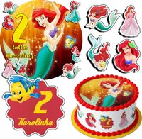 ZESTAW OPŁATEK NA TORT 30CM + 17 POSTACI - SYRENKA ARIEL + IMIĘ 24CM 26CM