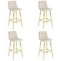 Hoker ARCETO - aksamit beż / nogi ZŁOTE x 4