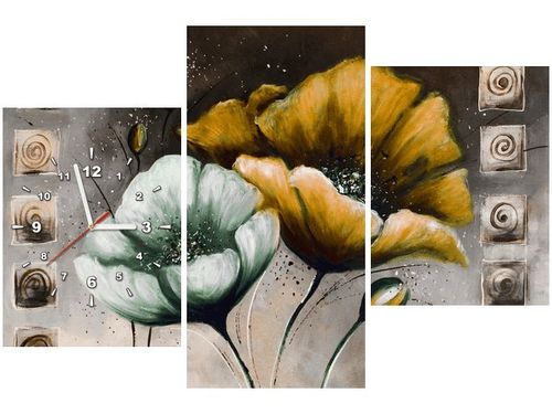 60CM 90 ZEGAR 3 ELEM MALOWANE MAKI ZÓŁCI ŚCIENNY na Arena.pl