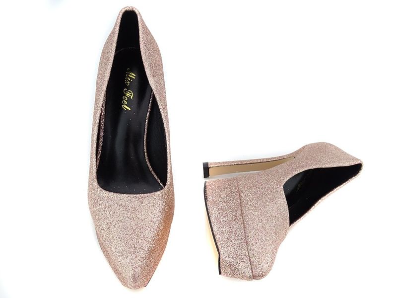 Złote szpilki platformy brokatowe 38 zdjęcie 4