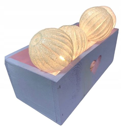 LAMPKI BAWEŁNIANE KULE ZSTAW 6 SZT BROKAT DIODY na Arena.pl