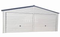 GARAŻ BLASZANY 6,5m x 6m poziom - dwuspad - 2x Brama uchylna - biały + antracyt TS292 6,5x6