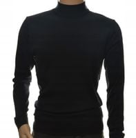 Sweter męski z półgolfem klasyczny półgolf z wełny wełniany L czarny 1701