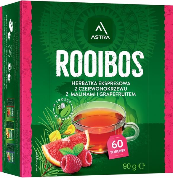 Herbata ziołowa w torebkach Astra Rooibos malina i grapefruit 60szt x3 zdjęcie 3