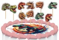 TOPPERY NA TORT OZDOBNE DEKORACJA ZESTAW - DINOZAURY DINO 10szt.