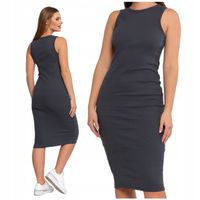 Sukienka Damska 100% Bawełniana Midi Typu Tuba w Prążek Klasyczna MORAJ XXL