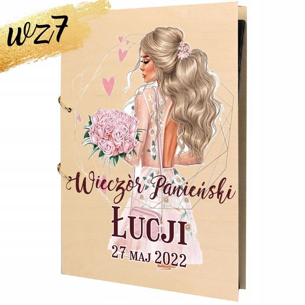 ALBUM WIECZÓR PANIEŃSKI z NADRUKIEM PREZENT DLA PANNY MŁODEJ IMIĘ Y3 zdjęcie 14