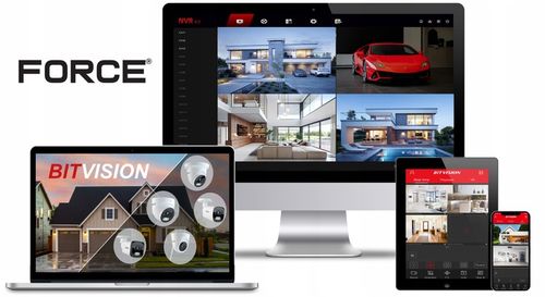 FORCE Zestaw monitoringu 4x Kamera AHD 8MPx 4K, PODGLĄD ONLINE na Arena.pl