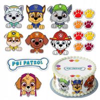 Jadalne CUKROWE Dekoracja Tortu Postacie Psi Patrol 16szt ELEMENTY wycięte