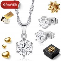 KOMPLET ZESTAW SREBRNY NASZYJNIK DAMSKI ŁAŃCUSZEK CYRKONIAMI 925 + KOLCZYKI