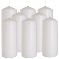 ZESTAW 8 ŚWIEC STOŁOWYCH WALEC KLASYCZNA ŚWIECZKA 15cm 48h BIAŁA