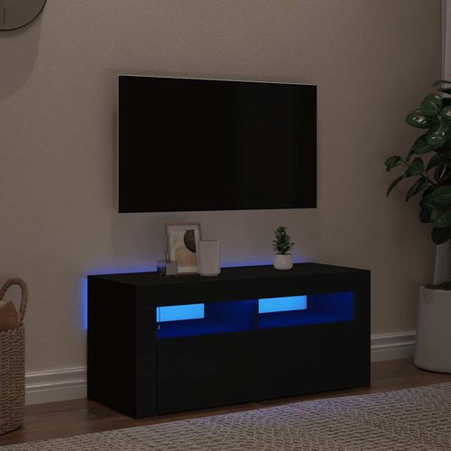 Szafka pod TV z oświetleniem LED, czarna, 90x35x40 cm na Arena.pl