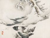 Plakat 100x75cm Snowscape,  Kōno Bairei Japoński Vintage do Salonu