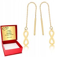 Złote Kolczyki 333 Wiszące Nieskończoność Grawer