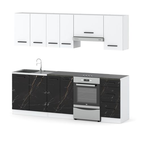 Meble Kuchenne Pojemna Mała Blat Mokka 2.4m Biała Biały Mat San Sebastian na Arena.pl