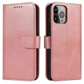 Etui portfel z klapką podstawką do iPhone 15 Plus Magnet Case - różowe