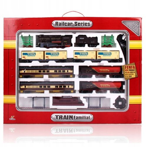 WIELKA KOLEJKA POCIĄG TORY 10 metrów LOKOMOTYWA LED 7 wagonów DRZEWKA PERON na Arena.pl