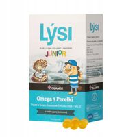 Perełki Lysi Junior OMEGA 3 DHA EPA witaminy A D E o smaku gumy balonowej