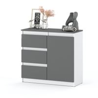 Komoda Wąska 80cm Do Salonu Sypialni 3 Szuflady Nowoczesna Biała Szara Mat