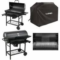 Grill węglowy z pokrywą 3 półki RUSZT 71 x 35 cm + pokrowiec na grilla