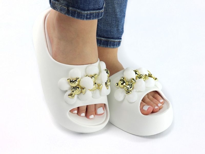 Białe klapki na platformie gumowe lekkie 40-41 zdjęcie 1