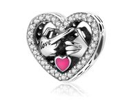 Rodowany srebrny charms pandora serce wyznanie miłości dłonie LOVE cyrkonie srebro 925 CHARM260