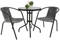 ZESTAW MEBLI OGRODOWYCH NA BALKON STÓŁ FI60 + 2x KRZESŁO LORETTO SZARY